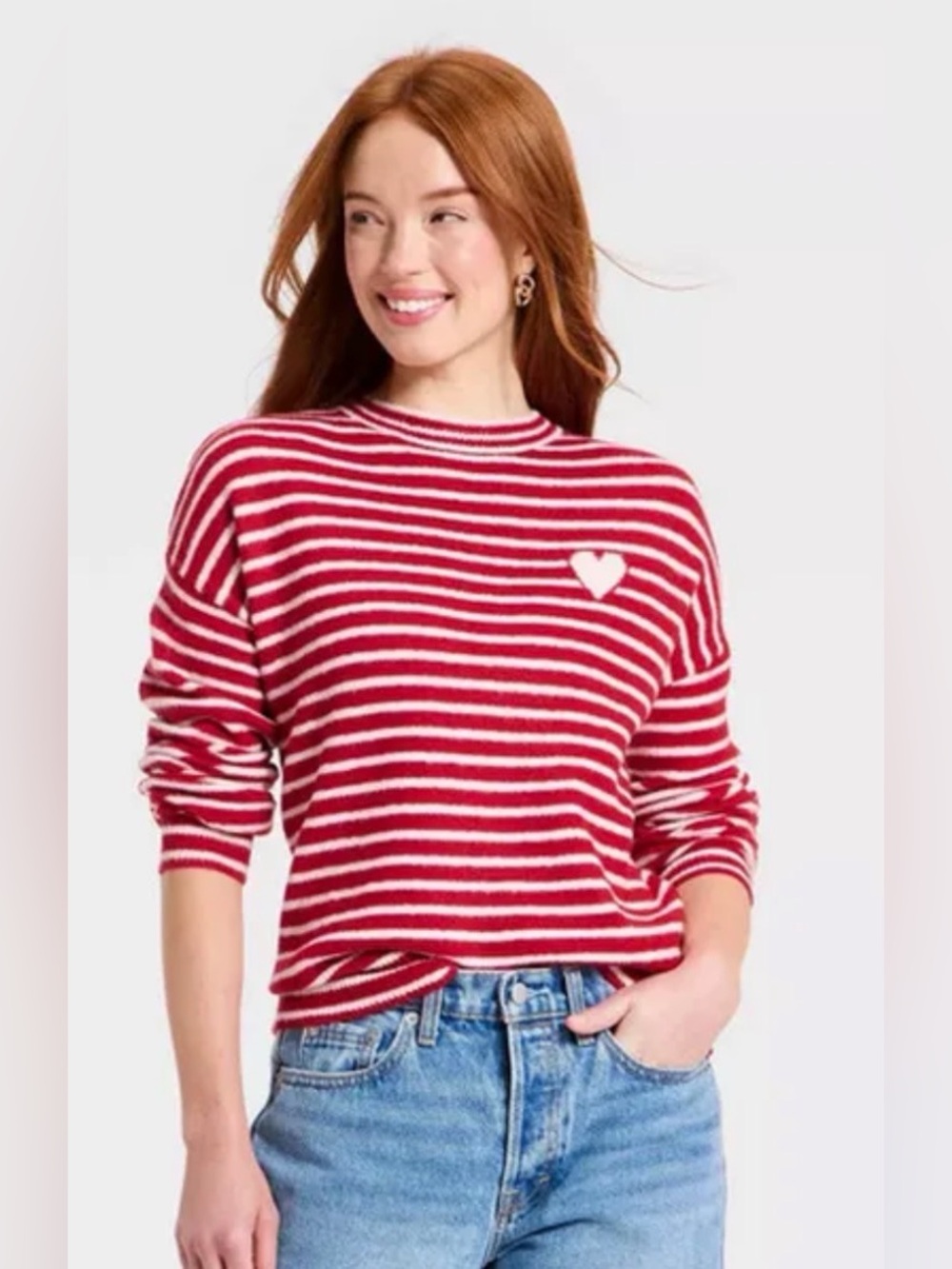 A New Day Women's Valentine's Pullover Heart Sweater XL - C30-058